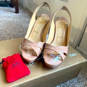 Never been worn Louboutin Sling back nude heels